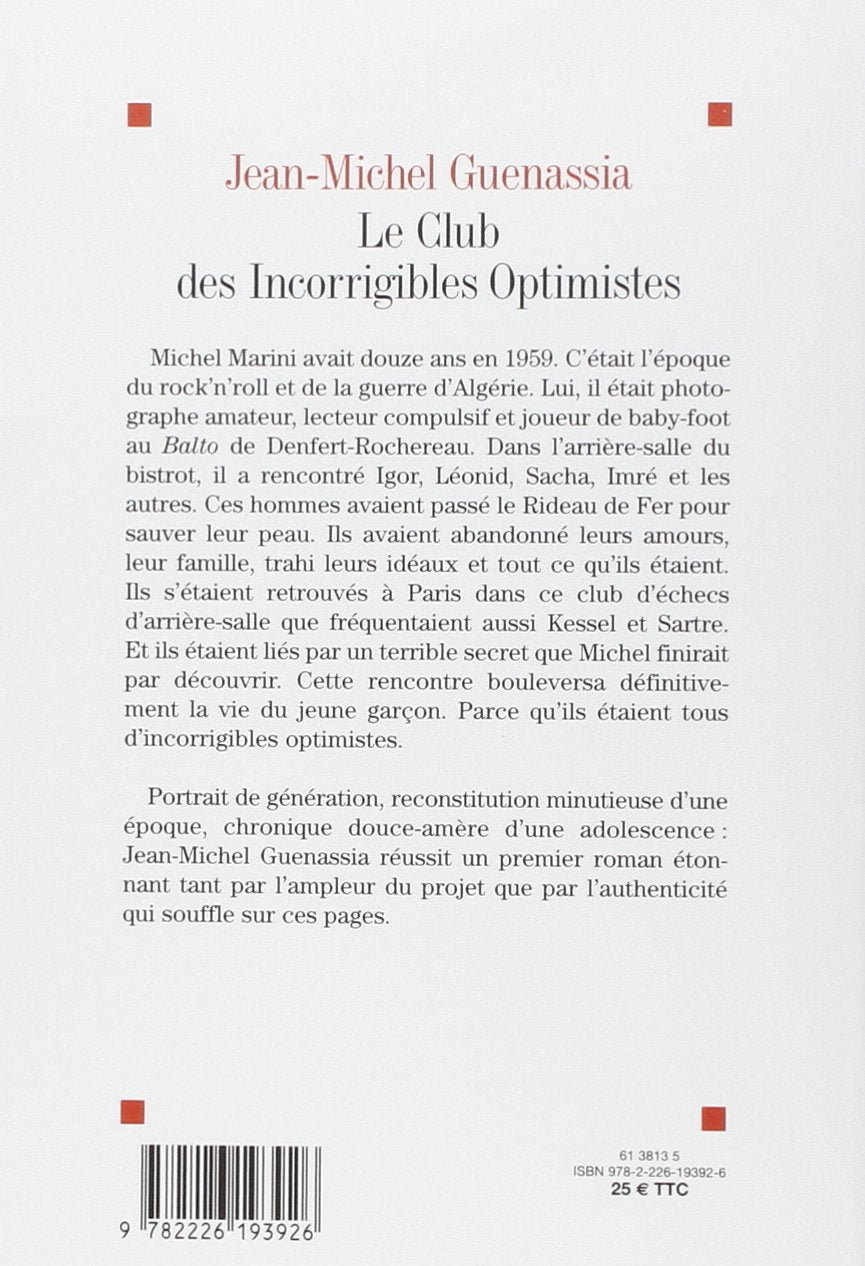 Le Club des Incorrigibles Optimistes (Jean-Michel Guenassia)