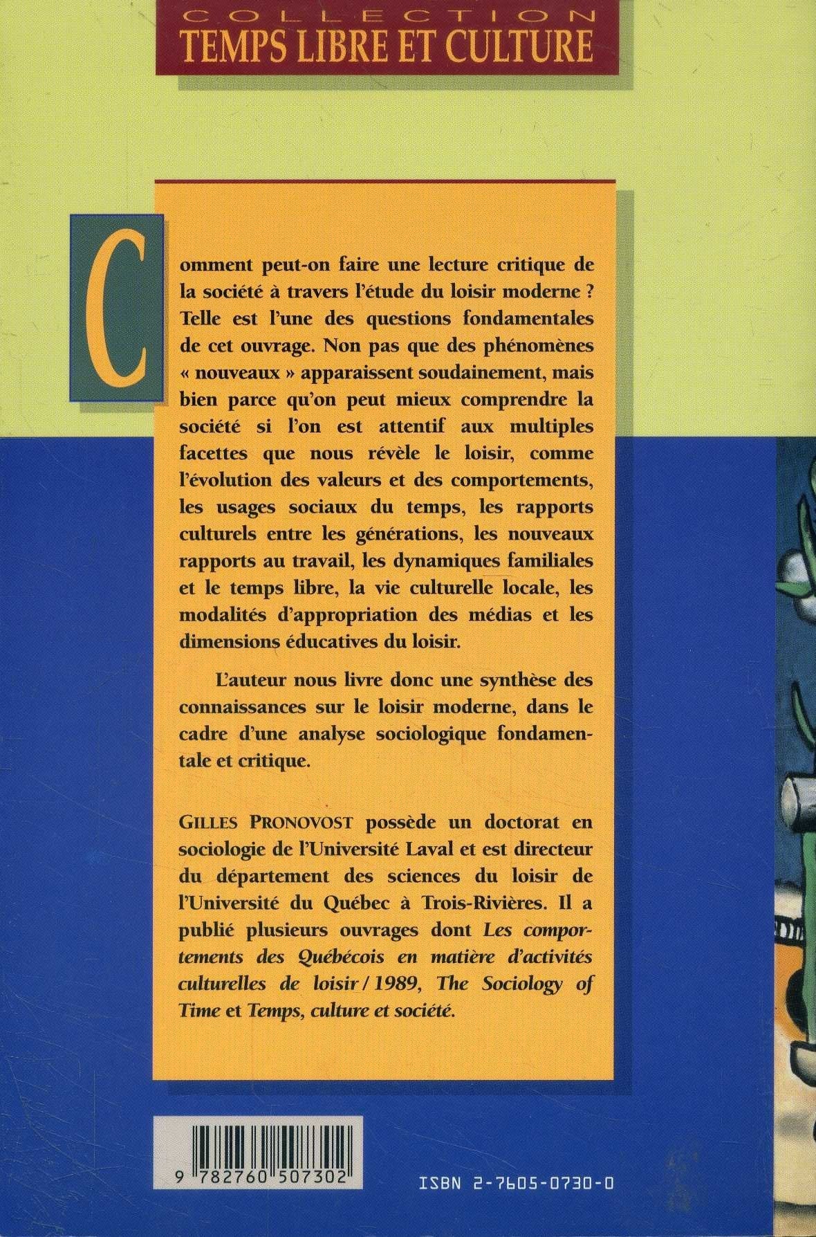 Loisir et Société : traité de sociologie empirique (Gilles Pronovost)