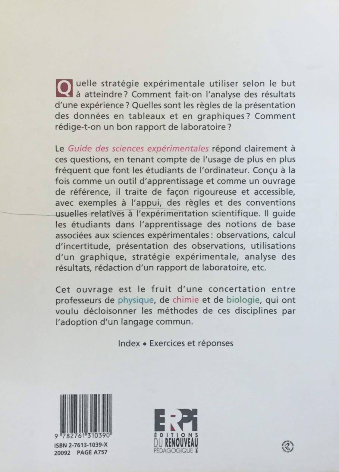 Guide des sciences expérimentales: Observations, mesures, rédaction du rapport de laboratoire (Gilles Boisclair)