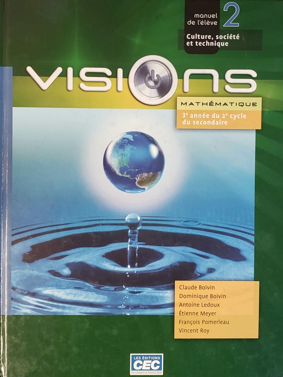 Livre ISBN 2761728009 Vision Mathématique (3e année du 2e cycle du secondaire)