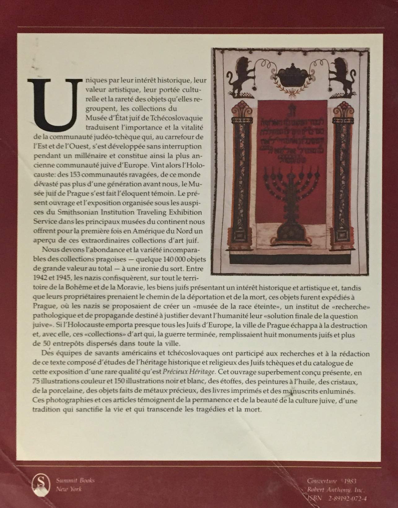 Précieux héritage : trésors judaïques des collections publiques de Tchécoslovaquie (Sous la direction de David Altshuler)