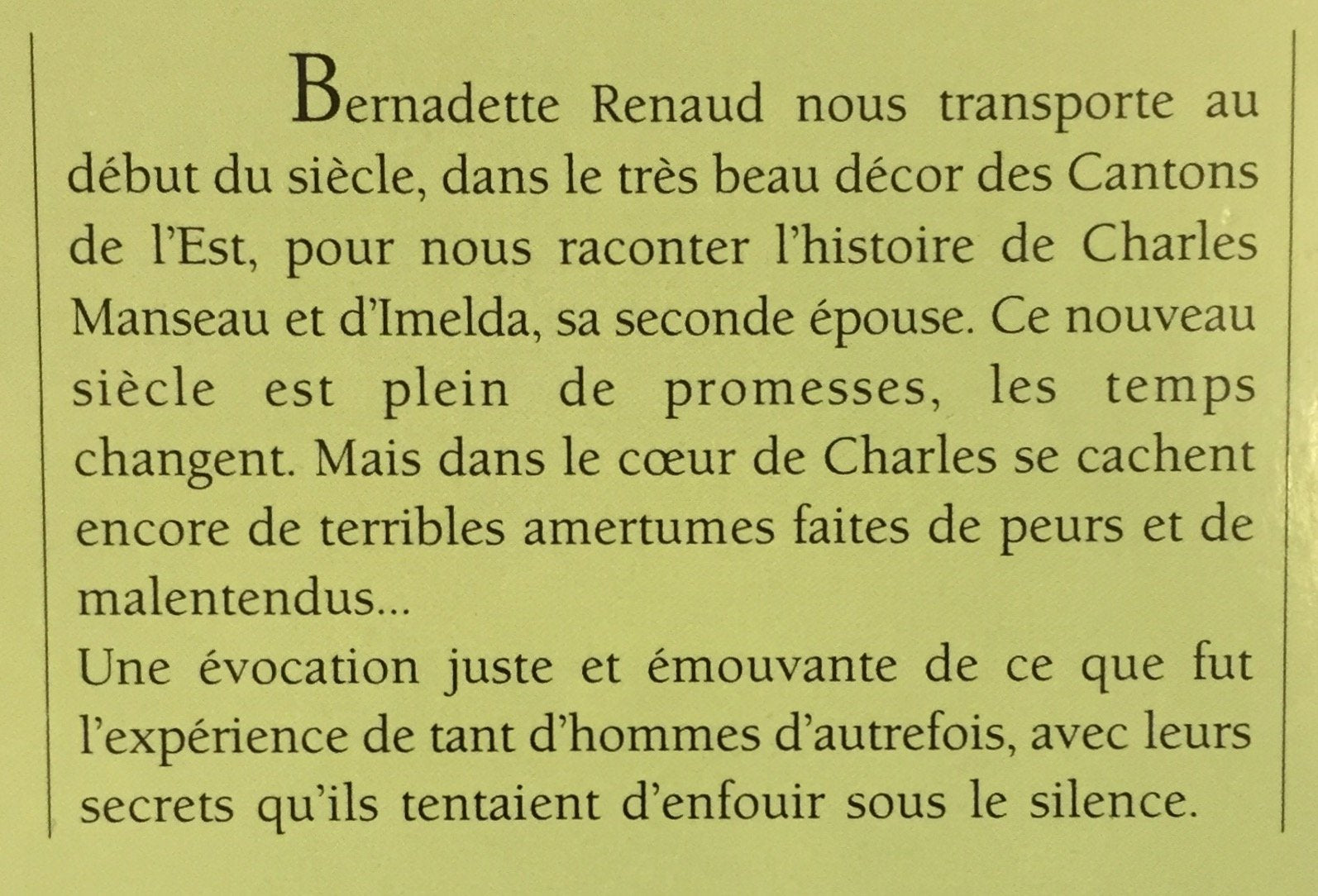 Un homme comme tant d'autres # 2 : Monsieur Manseau (Bernadette Renaud)