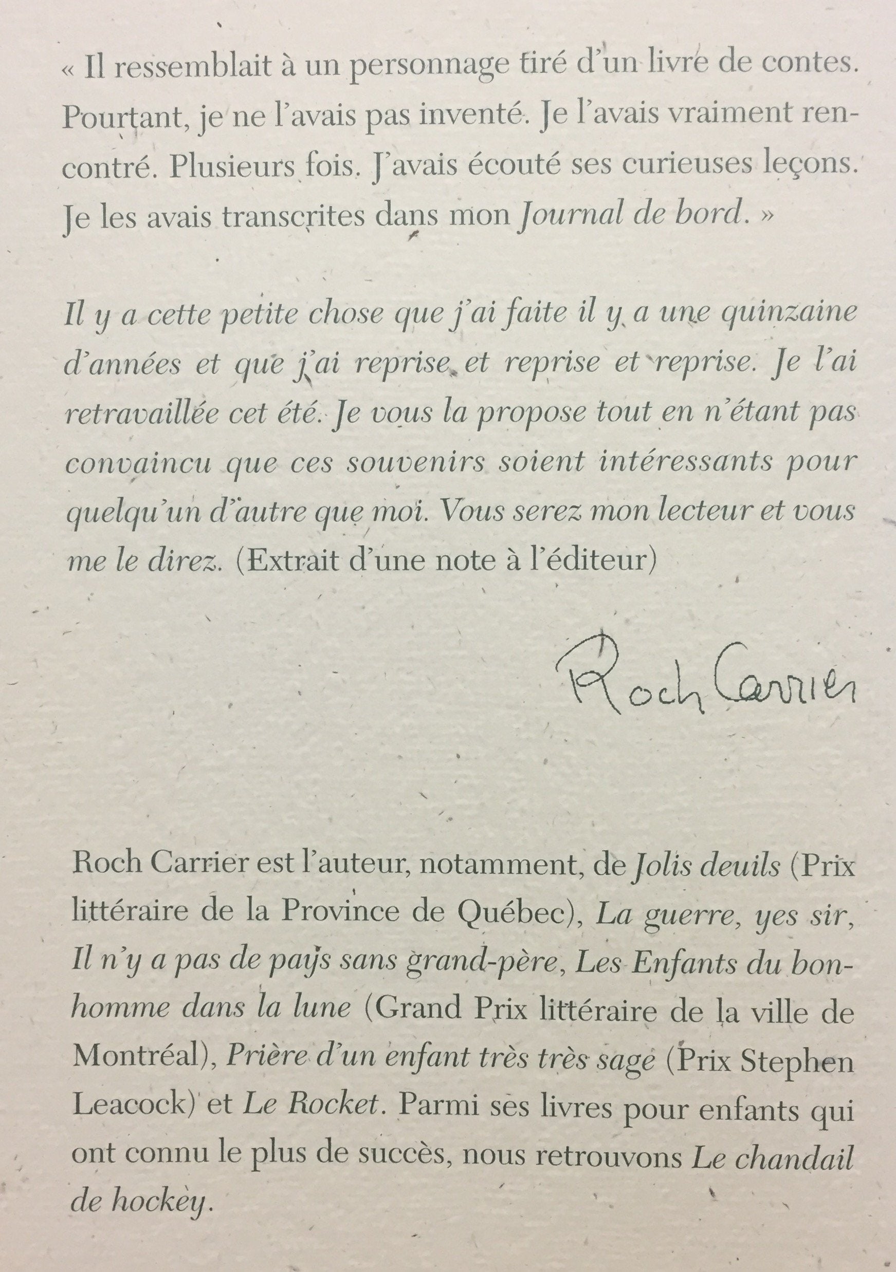 Le petit bonhomme rond qui avait des plumes à son chapeau melon (Roch Carrier)