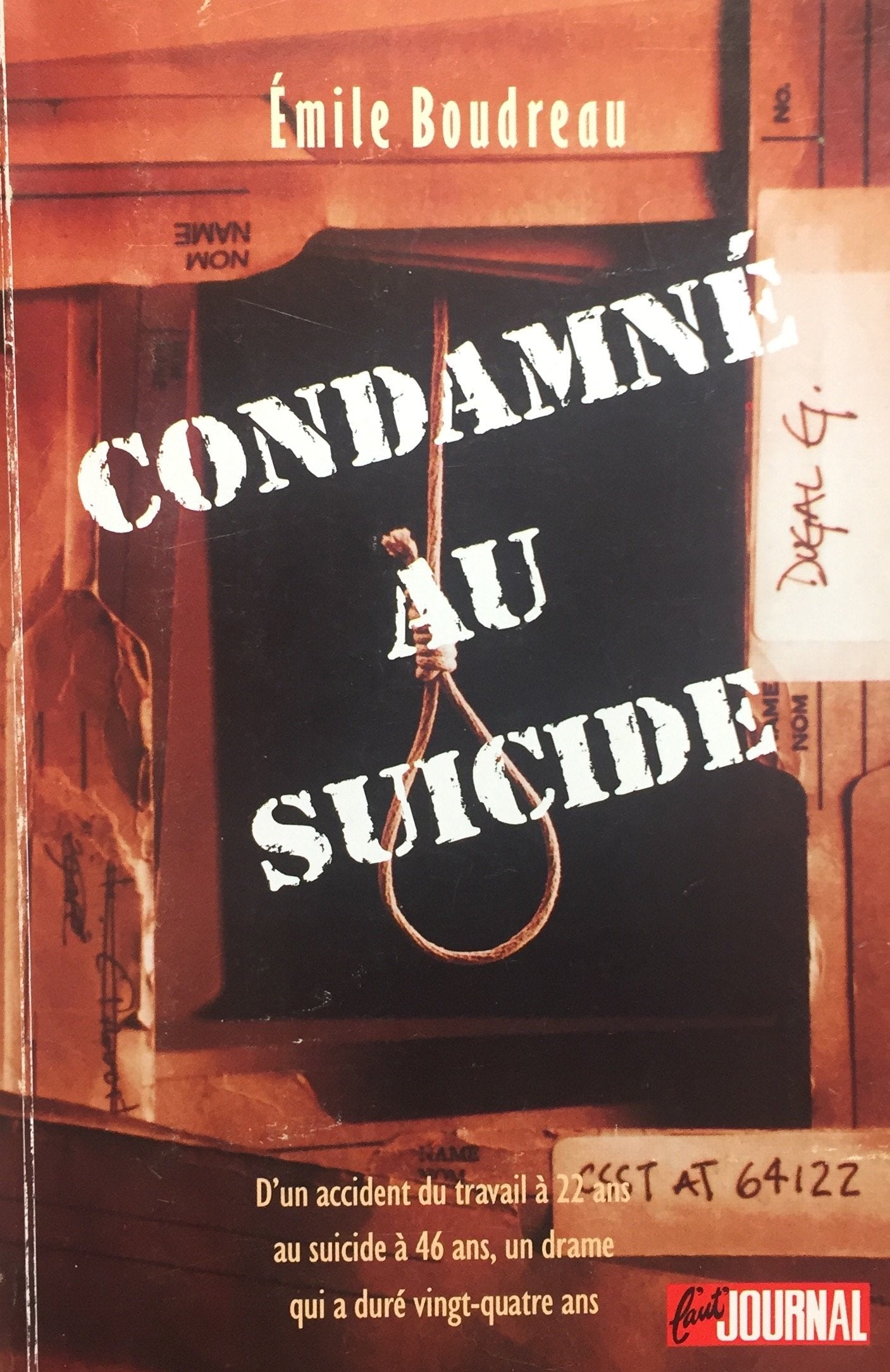 Livre ISBN 2980107514 Condamnée au suicide (Émile Boudreau)