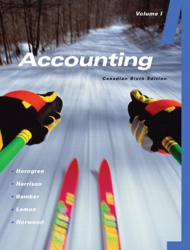 Livre ISBN 0131233629 Accounting Vol. 1, 6th Canadian edition (Charles T. Horngren)