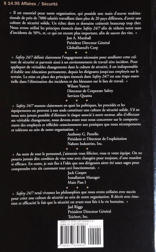 Safety 24/7 : Construire une culture zéro incident (Gregory M. Anderson)