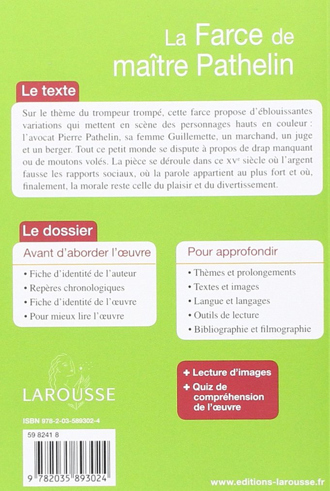 Petits Classiques Larousse # 59 : La Farce de maître Pathelin (Anonyme)