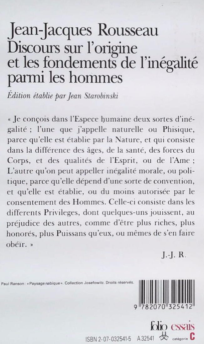 Discours sur l'origine et les fondements de l'inégalité parmi les hommes (Jean-Jacques Rousseau)