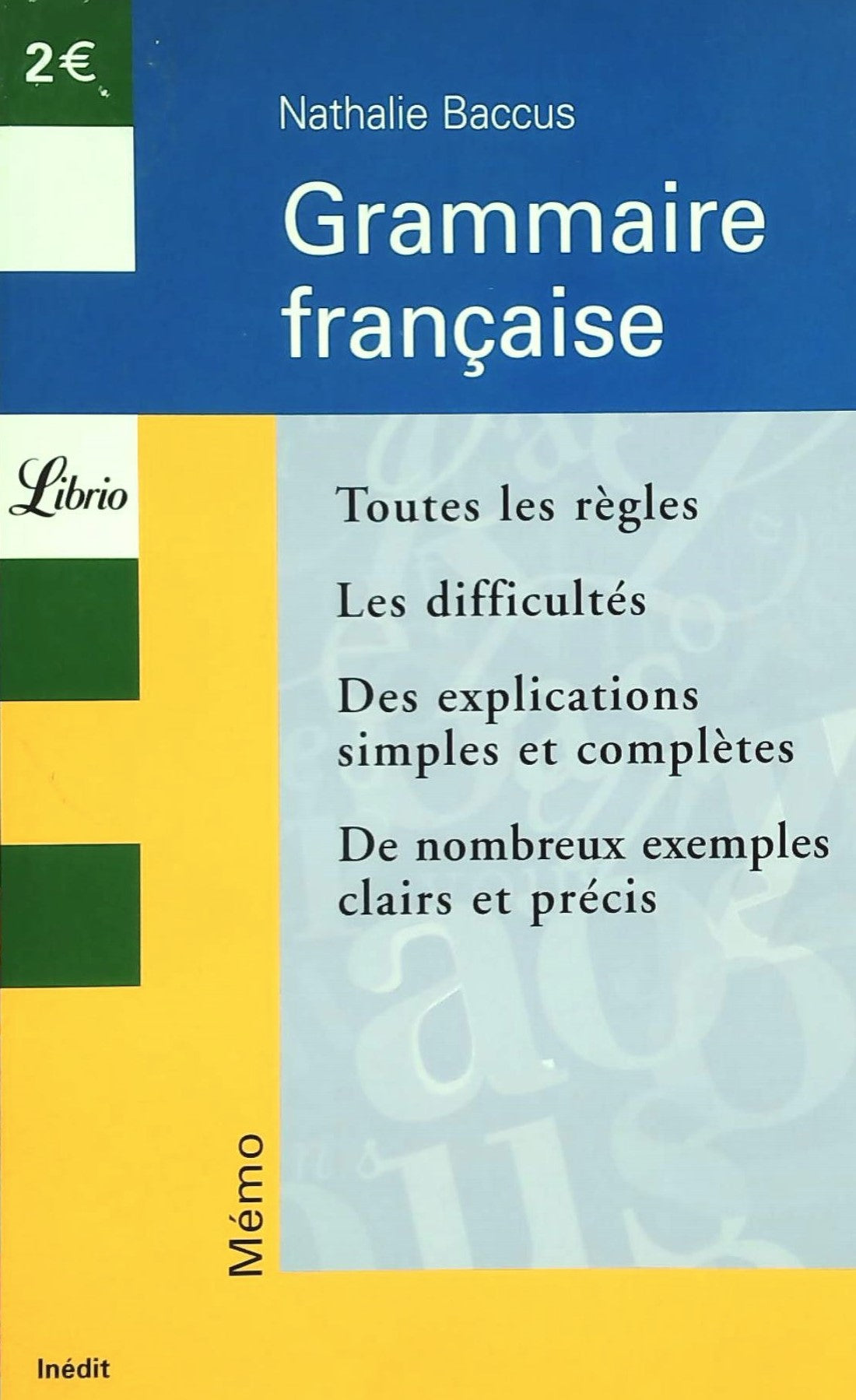 Livre ISBN 2290338850 Grammaire française (Nathalie Baccus)