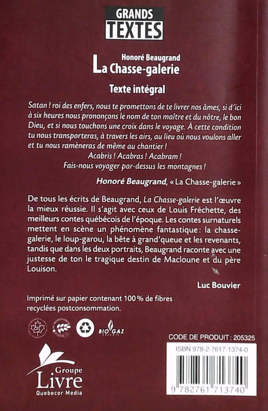 Grands textes : La Chasse-Galerie (Honoré Beauregard)