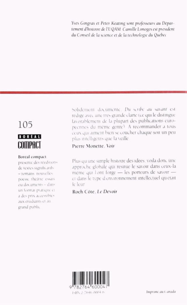 Du scribe au savant : Les porteurs du savoir de l'Antiquité à la révolution industrielle (Yves Gingras)