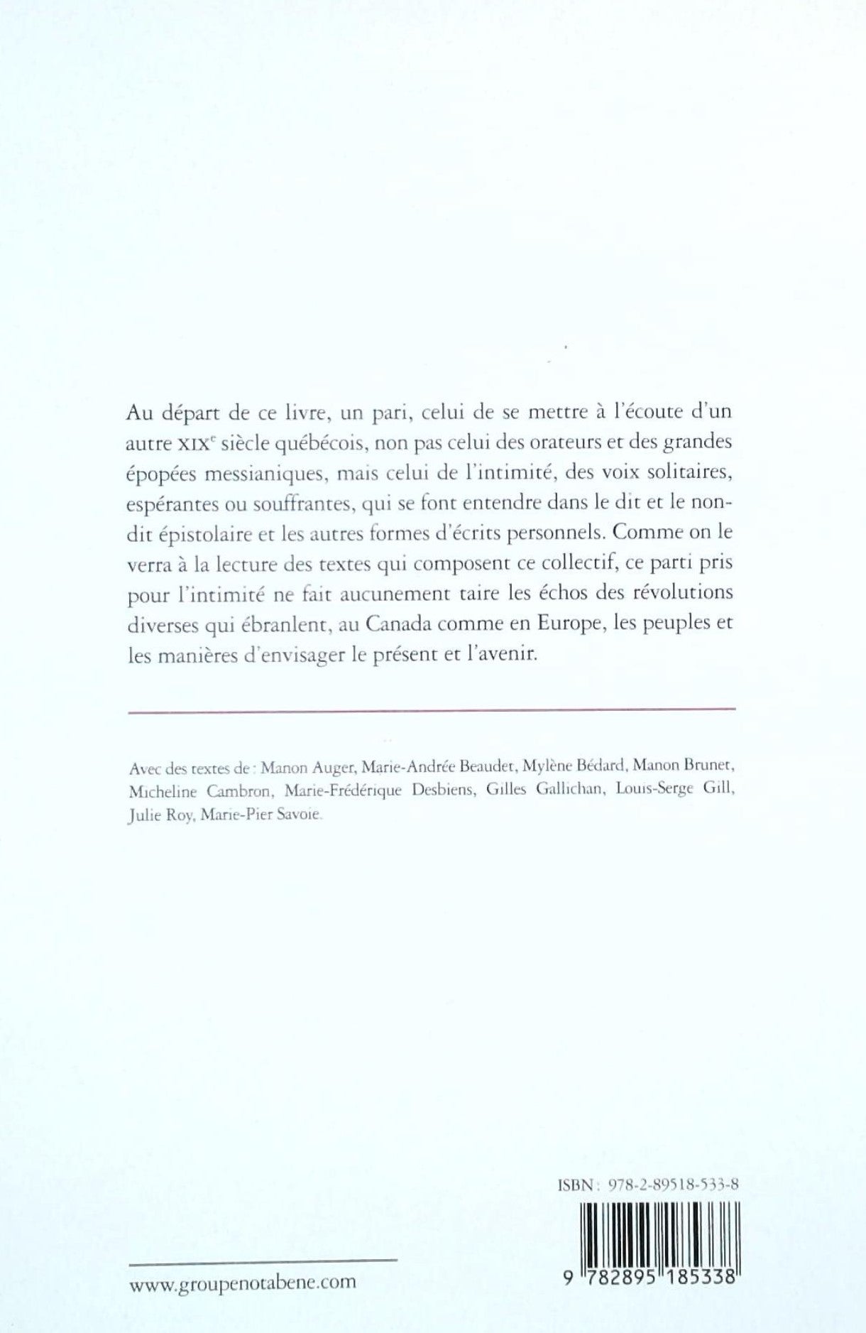 Relire le XIXe siècle québécois à travers ses discourts épistolaires (Marie-Andrée Beaudet)