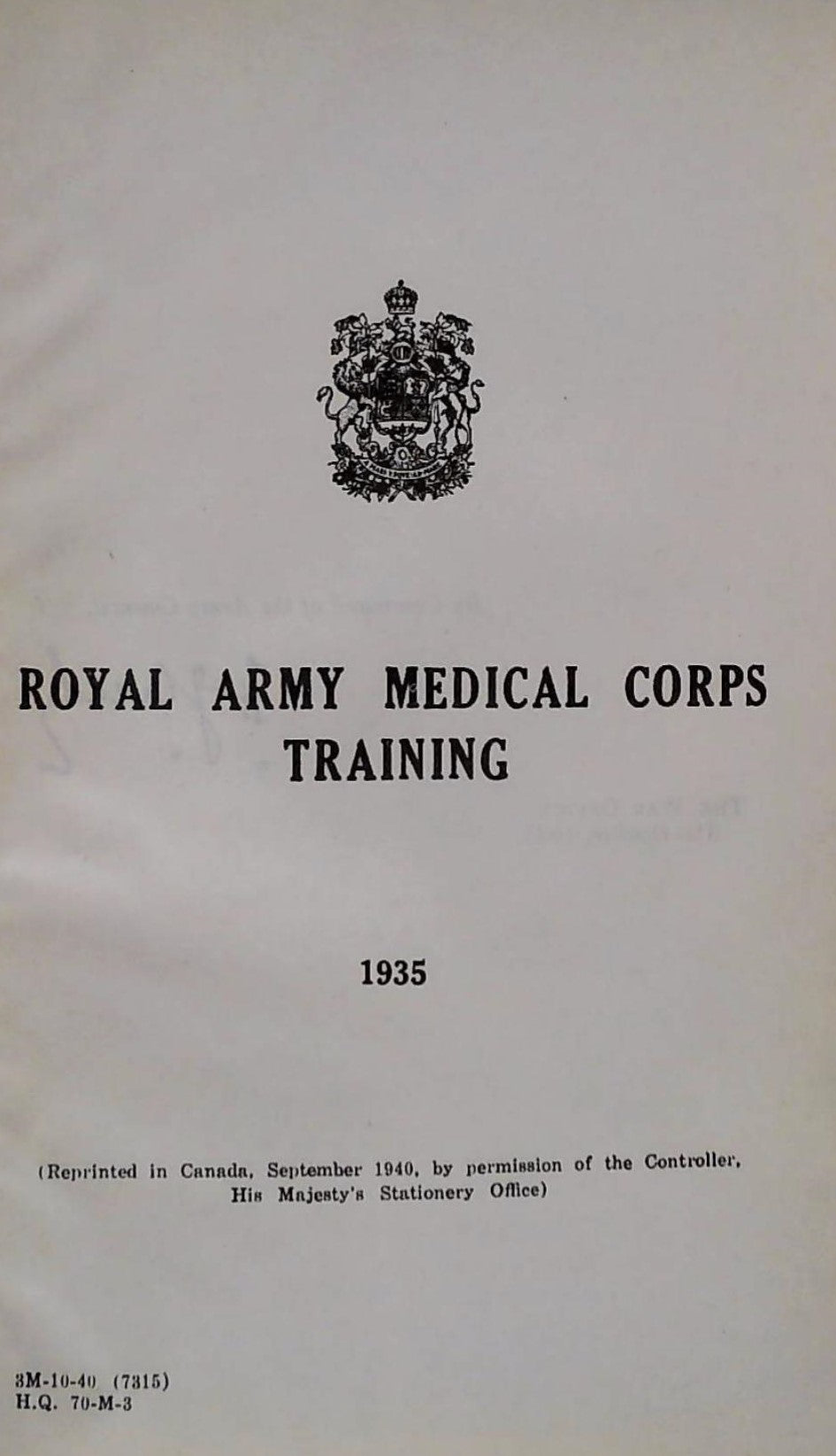 Royal Army Medical Corps Training 1935